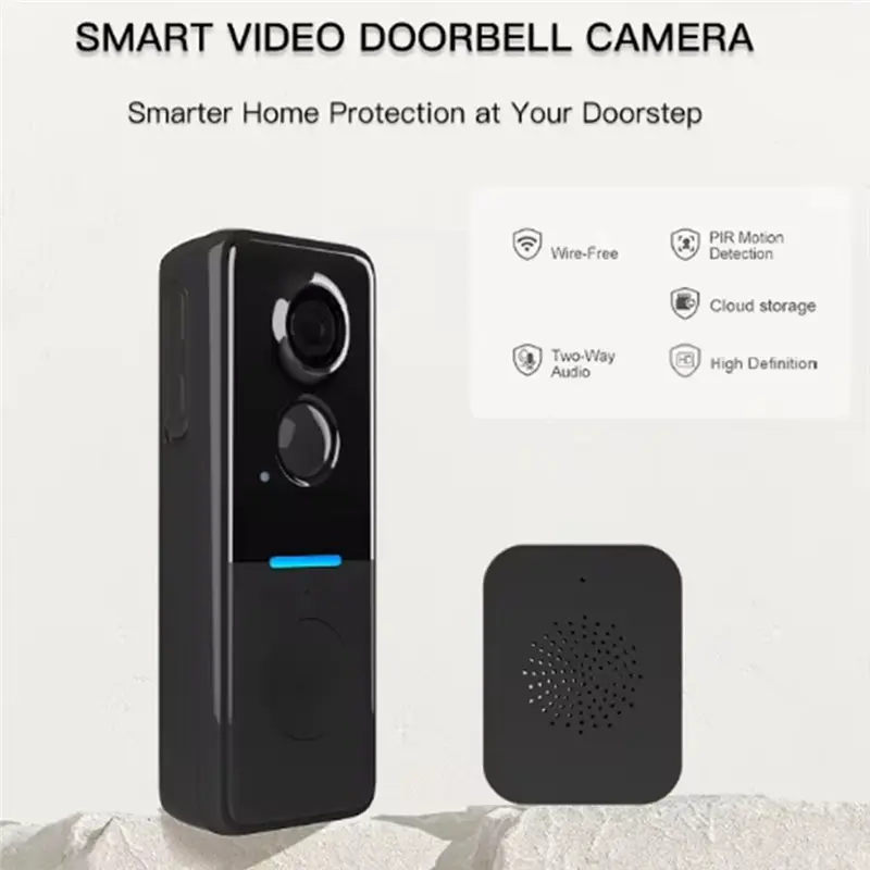 【RECOMENDAR】Battery-Powered Doorbell Camera Dual Time Announcement, High-Definition Recording, Two-Way Audio, Night Vision Smart