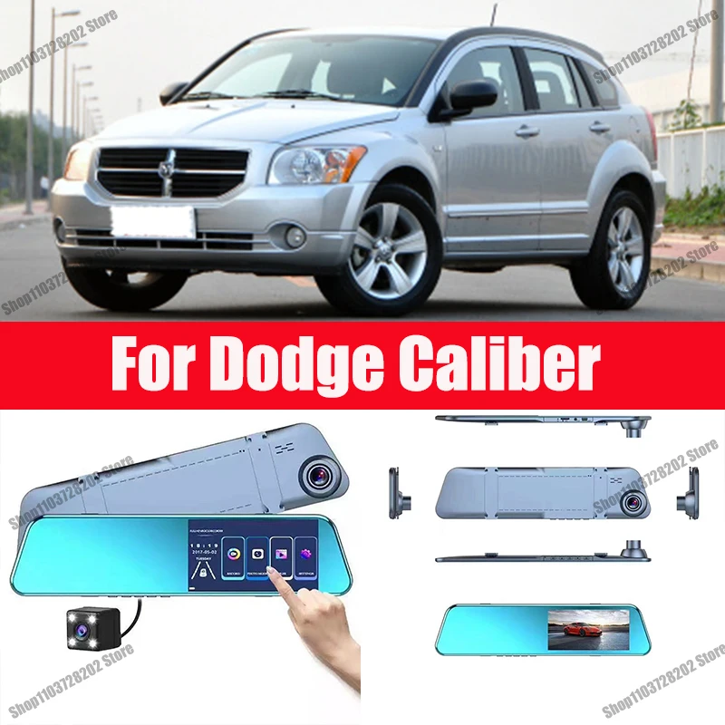 

For Dodge Caliber Carplay Android GPS Dash Cam AUX FM Radio Dashcam Car Camera Stream RearView Mirror Drive Recorder