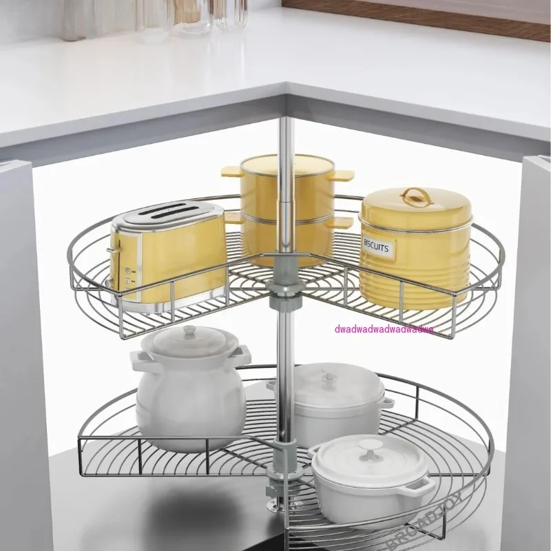 

Round stainless steel rack cabinet corner rotation 270 degrees turntable basket floor cabinet corner rotation basket