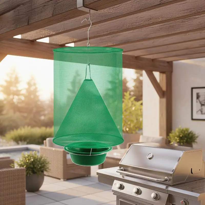 Household Reusable Hanging Fly Trap With Green Mesh Effective Safe Capture For Outdoor Garden Farms Courtyards Pest Control