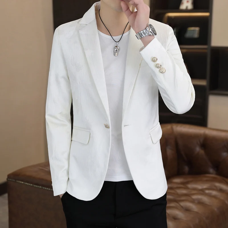 

2024 Spring Men BlazersFashionable Butterfly Printed Suit Jacket for Men Slim Fit Casual Social Streetwear Blazer Masculino