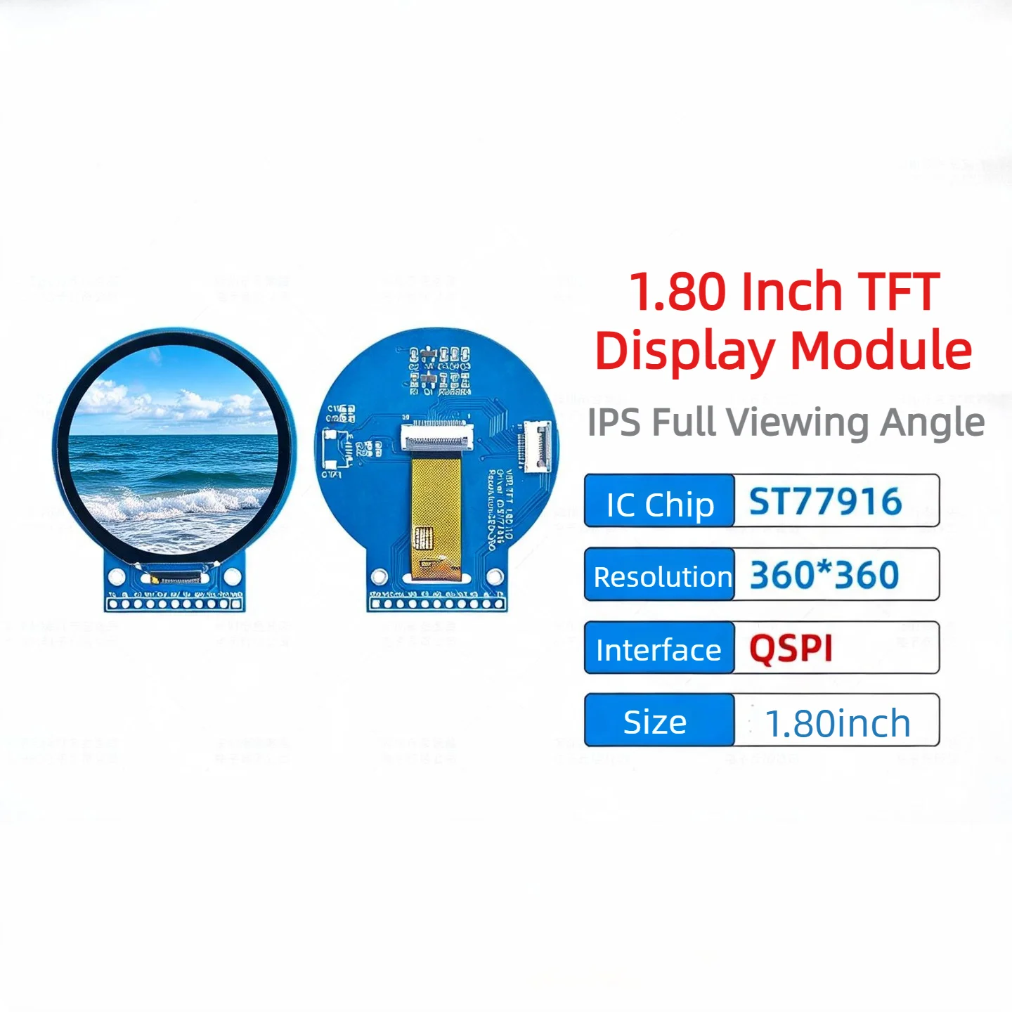 st77916-18インチ-360x360-tft-lcdディスプレイモジュール-qspiインターフェース-ラウンドスクリーン-arduino用