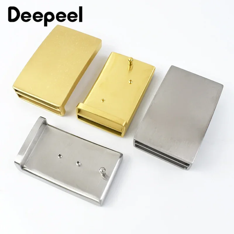 Deepeel 35/38mm Stainless Steel Men's Belt Buckles Smooth Plate Buckles for Waistband Pants Gold Silver Waist Buckle Accessories