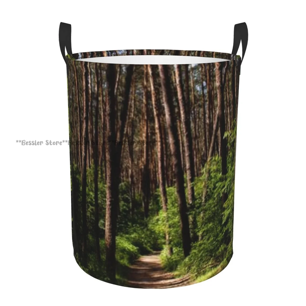 

Foldable Laundry Basket for Dirty Clothes Dirt Path In Pine Forest Storage Hamper