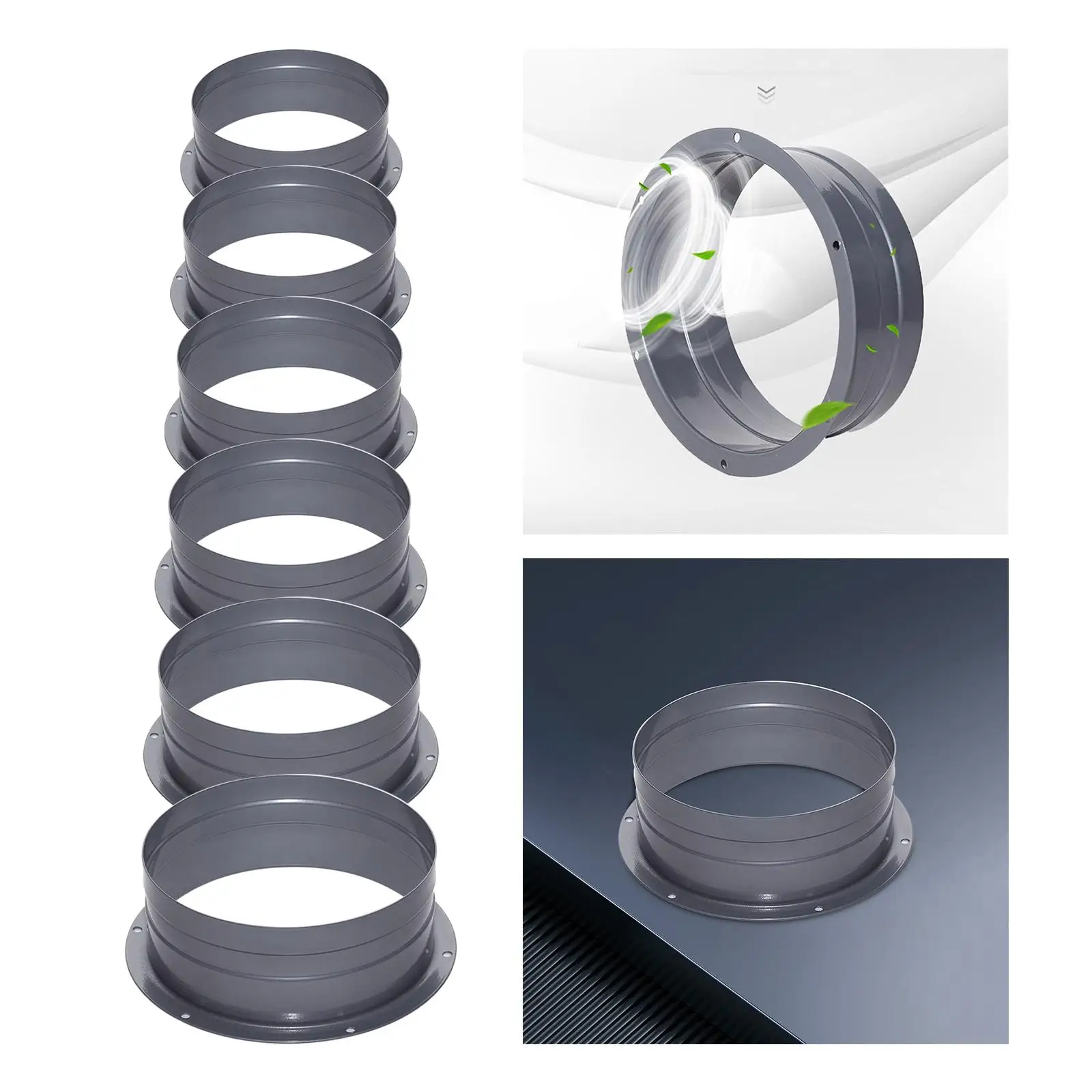 Duct Connector Flange Easy to Install Plate Bathroom Wall Vent Ventilation System Heating Straight Ventilation Pipe Connector