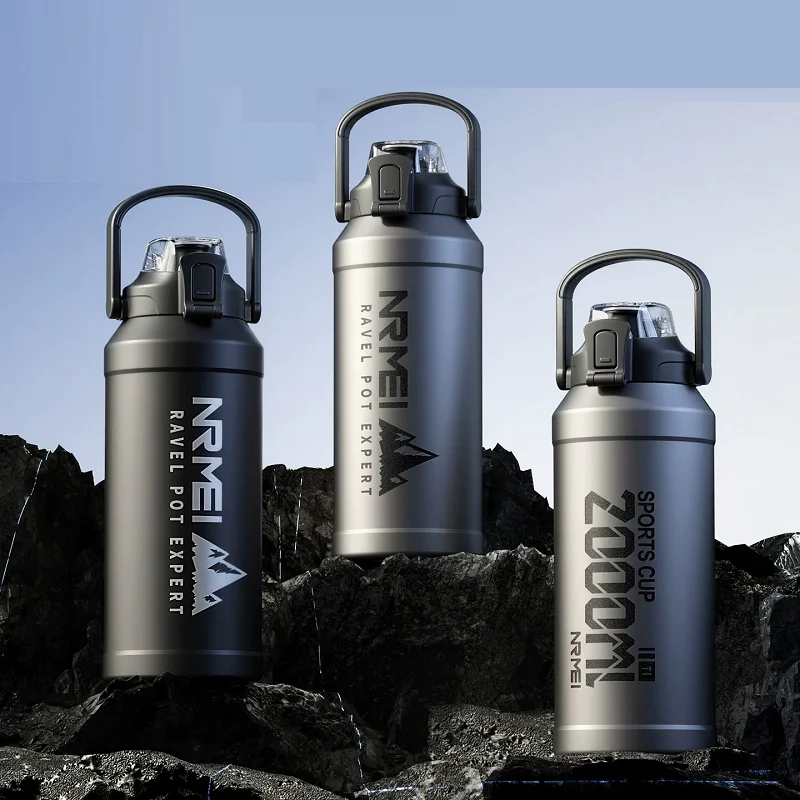 Large Capacity Tumble Thermos Water Bottle 316 Stainless Steel With Straw Handle Cup Flask Vacuum Insulated Tumbler