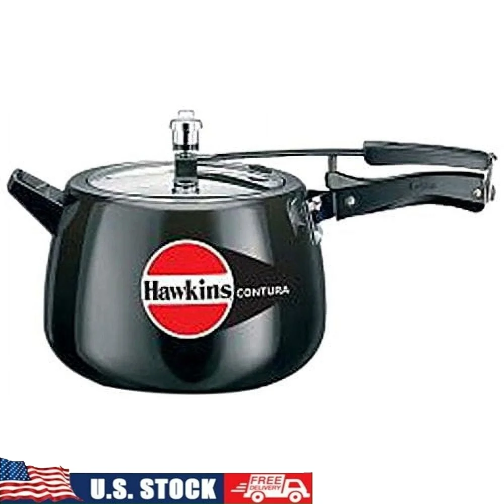 

Hard Anodised Pressure Cooker 4L Energy Efficient Aluminum Curved Body Improved Pressure Regulator Fast Heating Cooking Tool