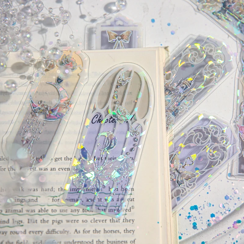 10/Pack Fluorescent Fantasy Series Bookmarks, Cute Pvc Reading Bookmarks, Page Markers, Dream Castle Bookmarks, Message Cards, S