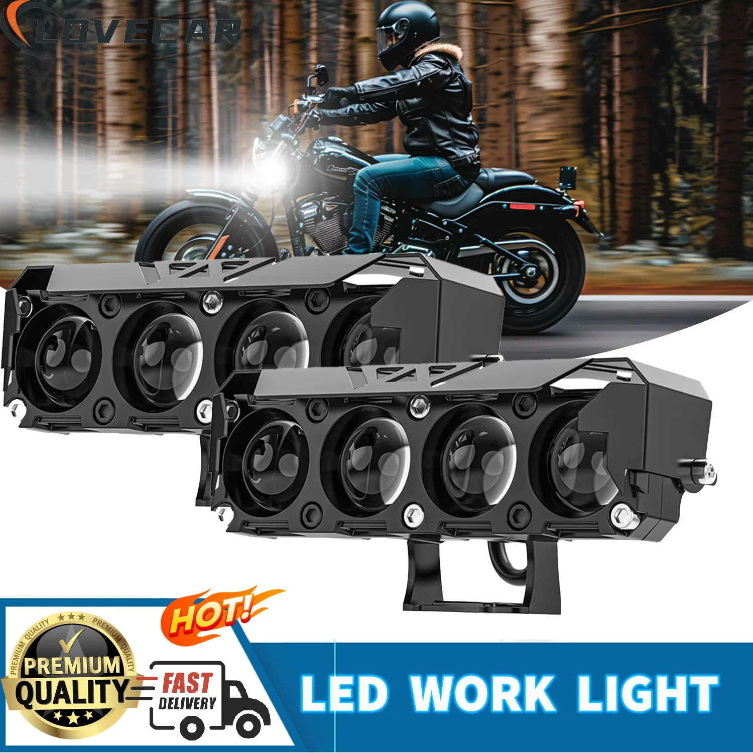 

Motorcycle Driving Fog Lamps Car Additional Dual Color Led Headlight Super 3000k/6000k Fog Lights for 4x4 ATV Truck Bike SUV