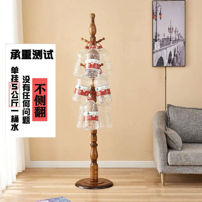 Solid wood coat rack living room bedroom floor hanger household bold large hanger simple European single pole hanger