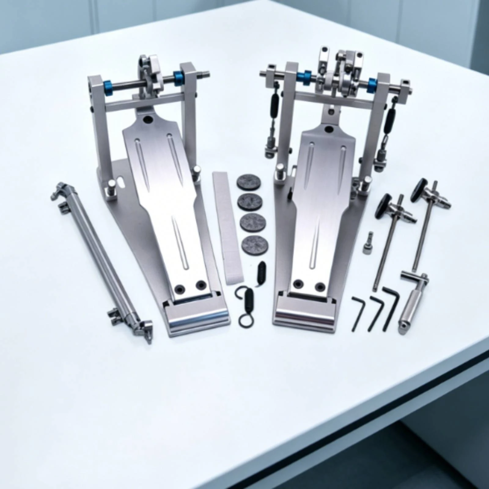 Double Bass Drum Pedal Metal Double Pedal with Drive Shaft Hardware Stable Long-Lasting for Drummers, Stage, Studio