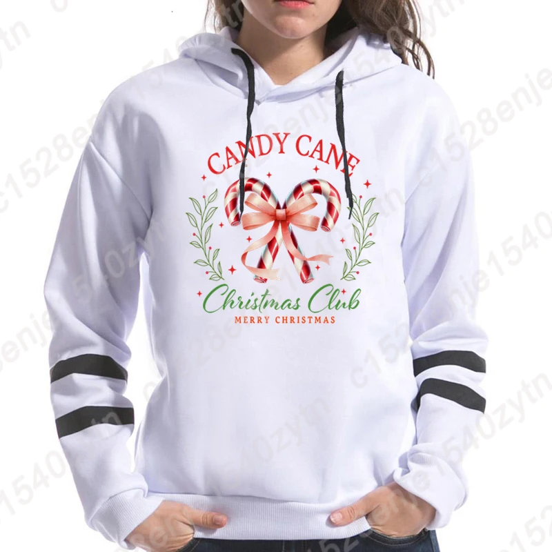 Candy Cane Christmas Club Merry Christmas Hoodie New Women Autumn Winter Hoodie Hot Selling Ladies Sweatshirt Plus Size Pullover