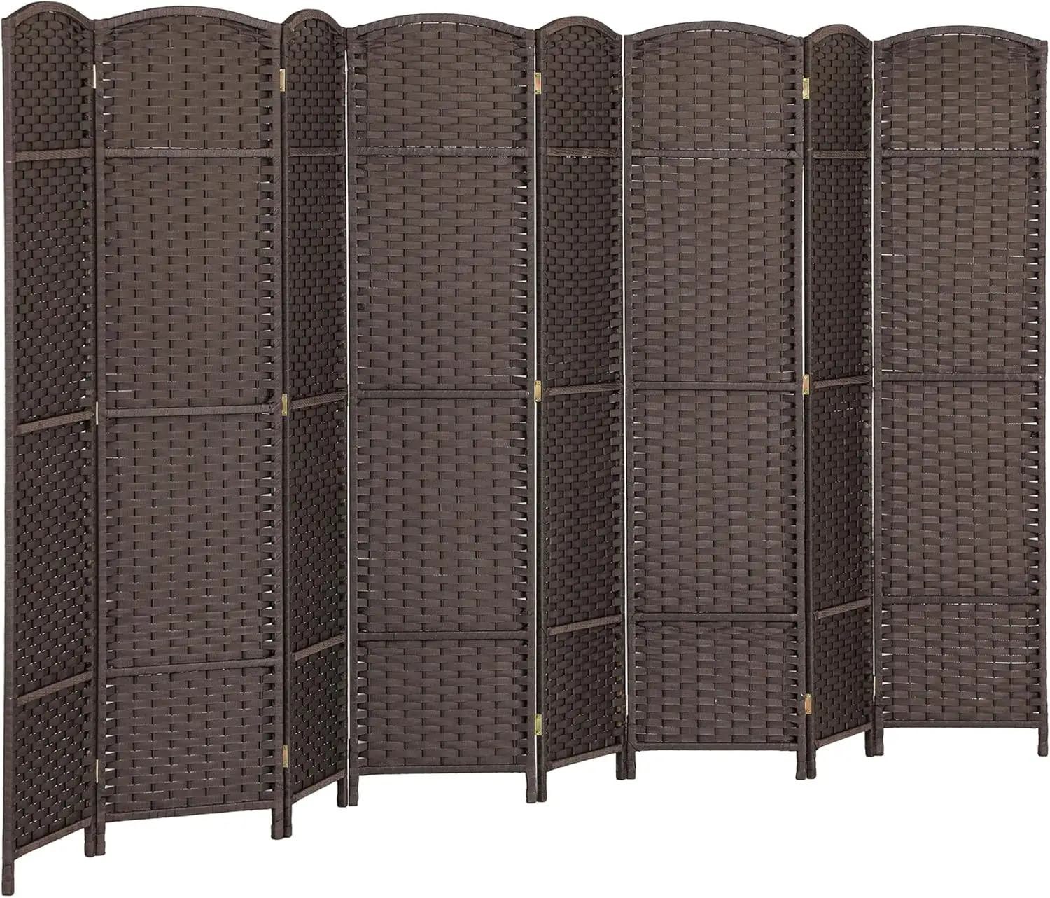 Room Divider, 8 Panel Folding Privacy Screen, 5.6' Tall Freestanding Wall Partition for Home Office, Bedroom, Brown