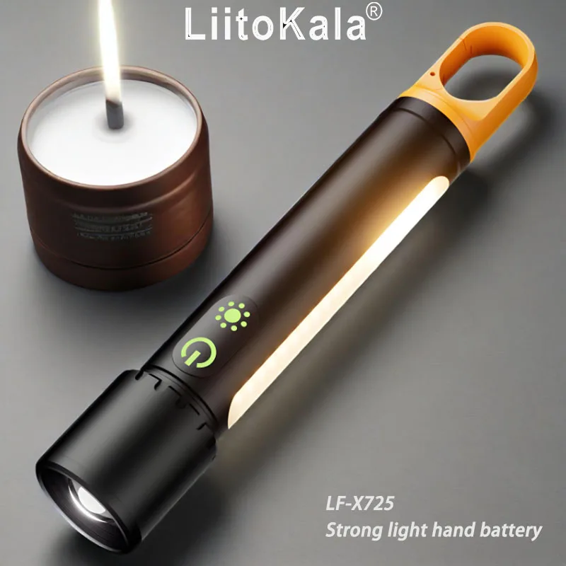 Liitokala LF-X725 Zoom Flashlight C-type rechargeable camping with side lights and multifunctional strong light built-in battery