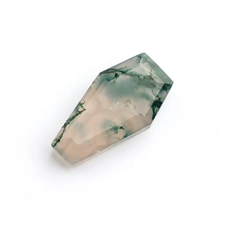 coffin Cut Natural Green Moss Agate Faceted Calibrated Top Quality Loose Gemstone Moss Agate Pendant Ring Earrings Gift