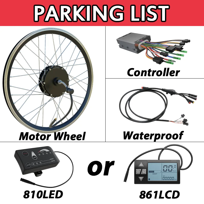 E Bike Motor Kit 36V/48V 250W-500W Powerful Front/Rear Brushless Motor Wheel E Bike Conversion Kit with LCD/LED Display images - 6