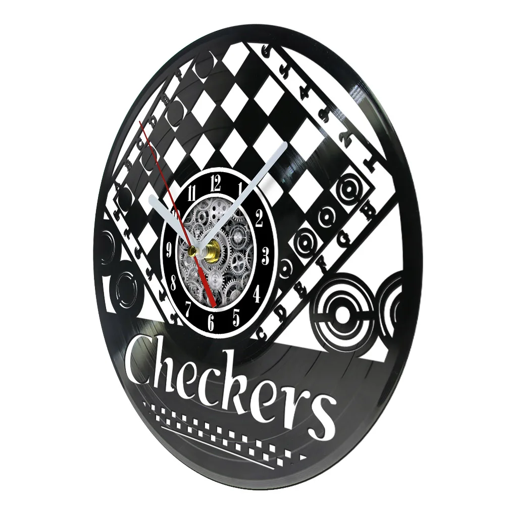 Chess Vinyl Record Wall Clock for Office Room Decor Checkmate Move on Chessboard Chessmen Artwork Laser Cut Longplay Wall Clock