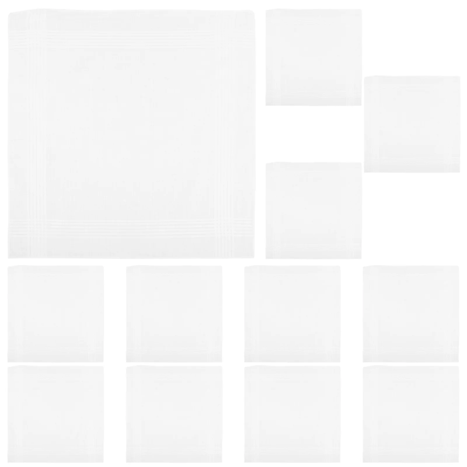 

12Pcs Mens White Cotton Handkerchief Soft Classic Stripe Plaid Pocket Square Multipurpose for Formal