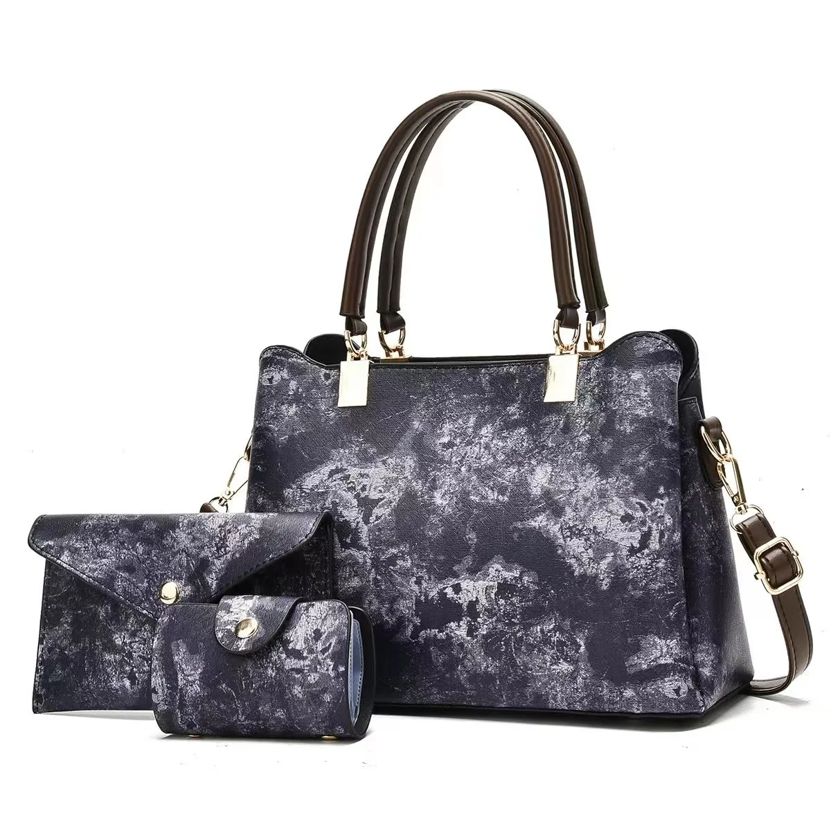 

3 pcs/set 2025 Tie-Dye Womens Travel Tote Bags Commuting Shoulder Handbag Large Capacity Lightweight Storage Bag