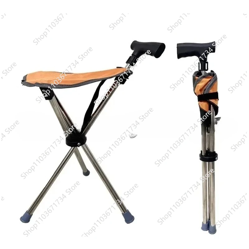 

Folding Cane with Chair Multifunctional Non-slip Cane Telescopic Chair for The Elderly Mountaineering Pole with Seat Outdoor