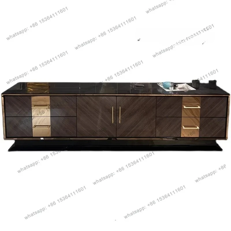 

Italian light luxury high-end TV cabinet modern simple living room household small apartment solid wood floor TV cabinet