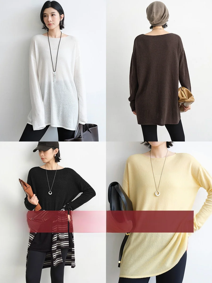 

Вязаный свитер Amyy Studios из мягкой смесовой ткани с длинными рукавами, свободного кроя, для женщин, осенняя коллекция 2025, средней длины