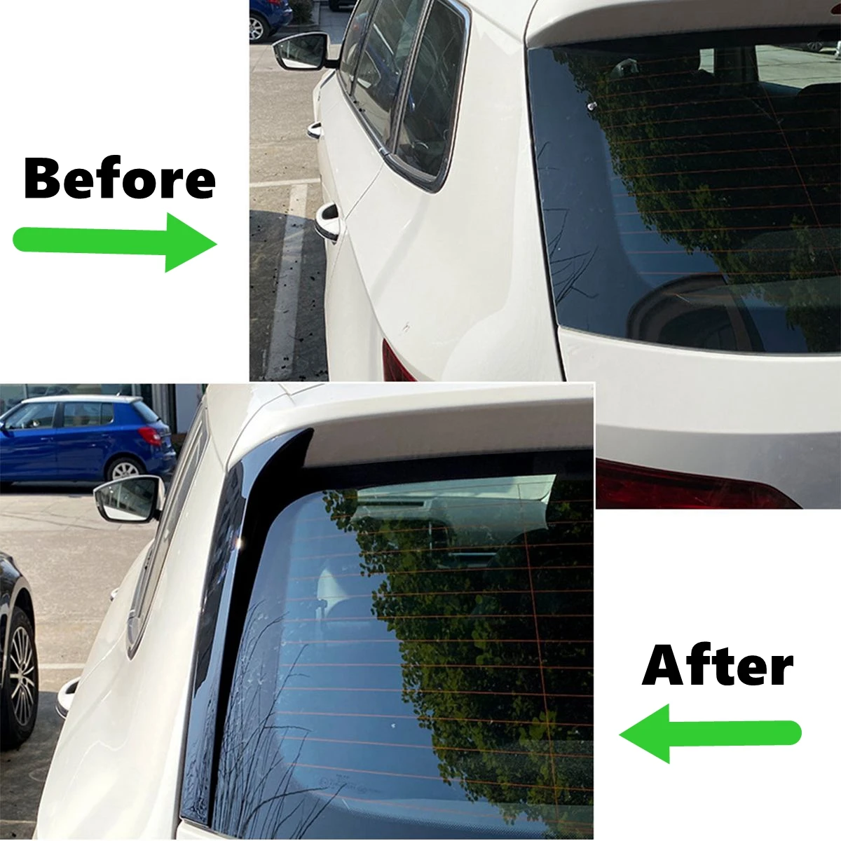 Car Rear Window Side Spoiler Wing Splitter For Skoda Karoq 2017 2018 2019 2020 Gloss Black