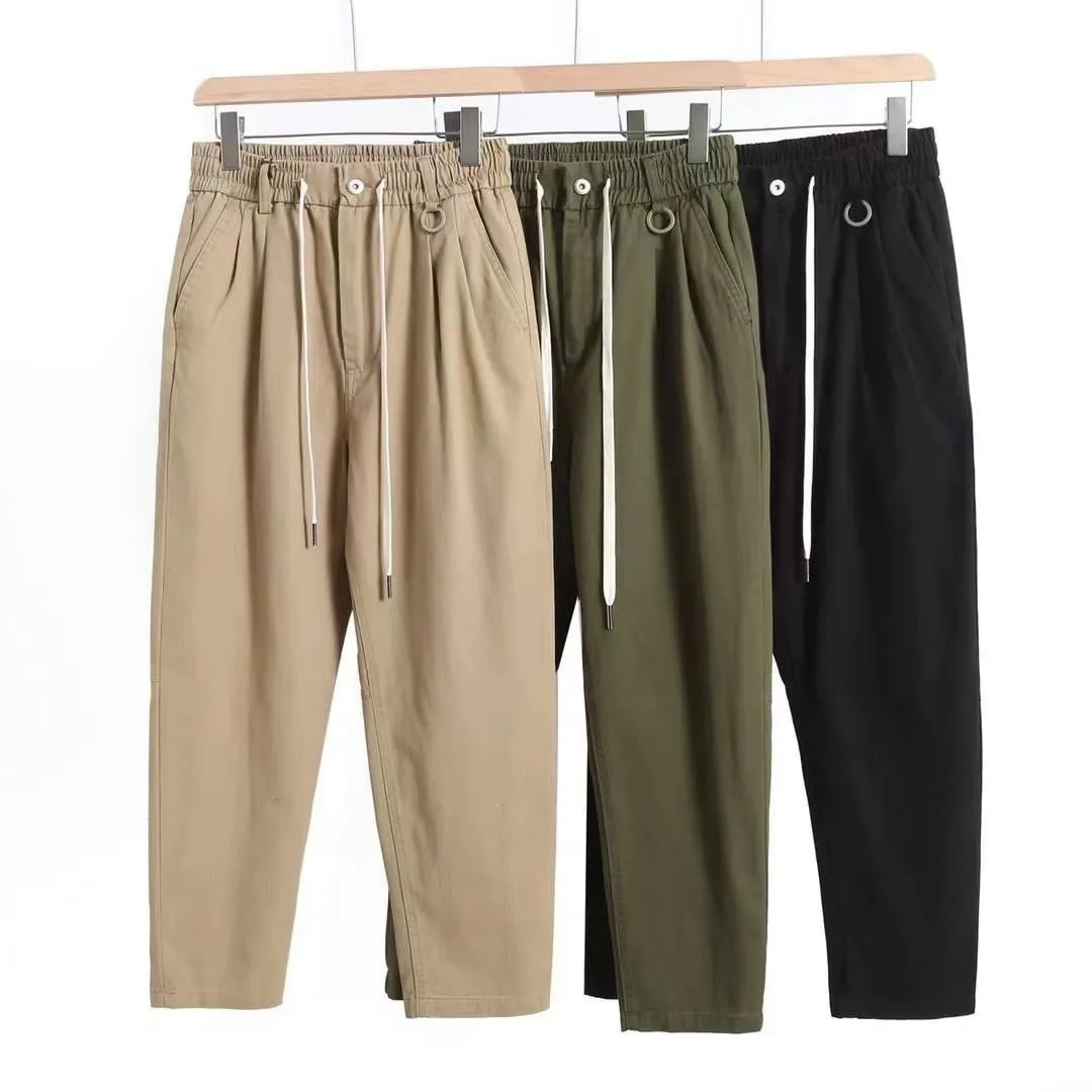 

Loose Fit Straight Leg Cotton Work Trousers Men's Winter Faion Casual Pants Youth Active Sle Polyester Fiber een Color