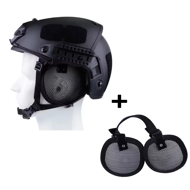 

AS Wire Mesh Ear Protector & FAST Helmet Set Steel Mesh Ear Cover Tactical Helmet Accessory Optional With or Without Helmet