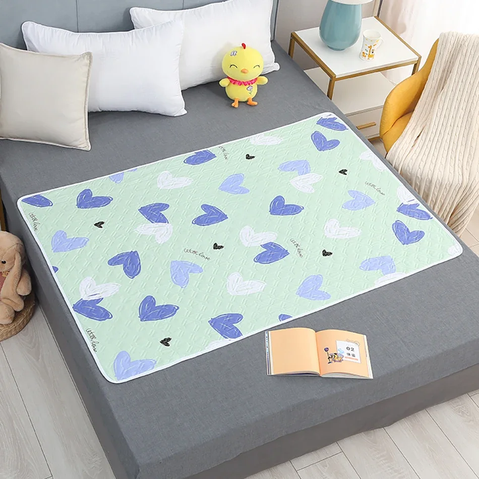 Coração de desenho animado 80x120cm, almofada separadora de urina, à prova d'água, lavável, substituível, proteção noturna e menstrual para cuidados com o bebê