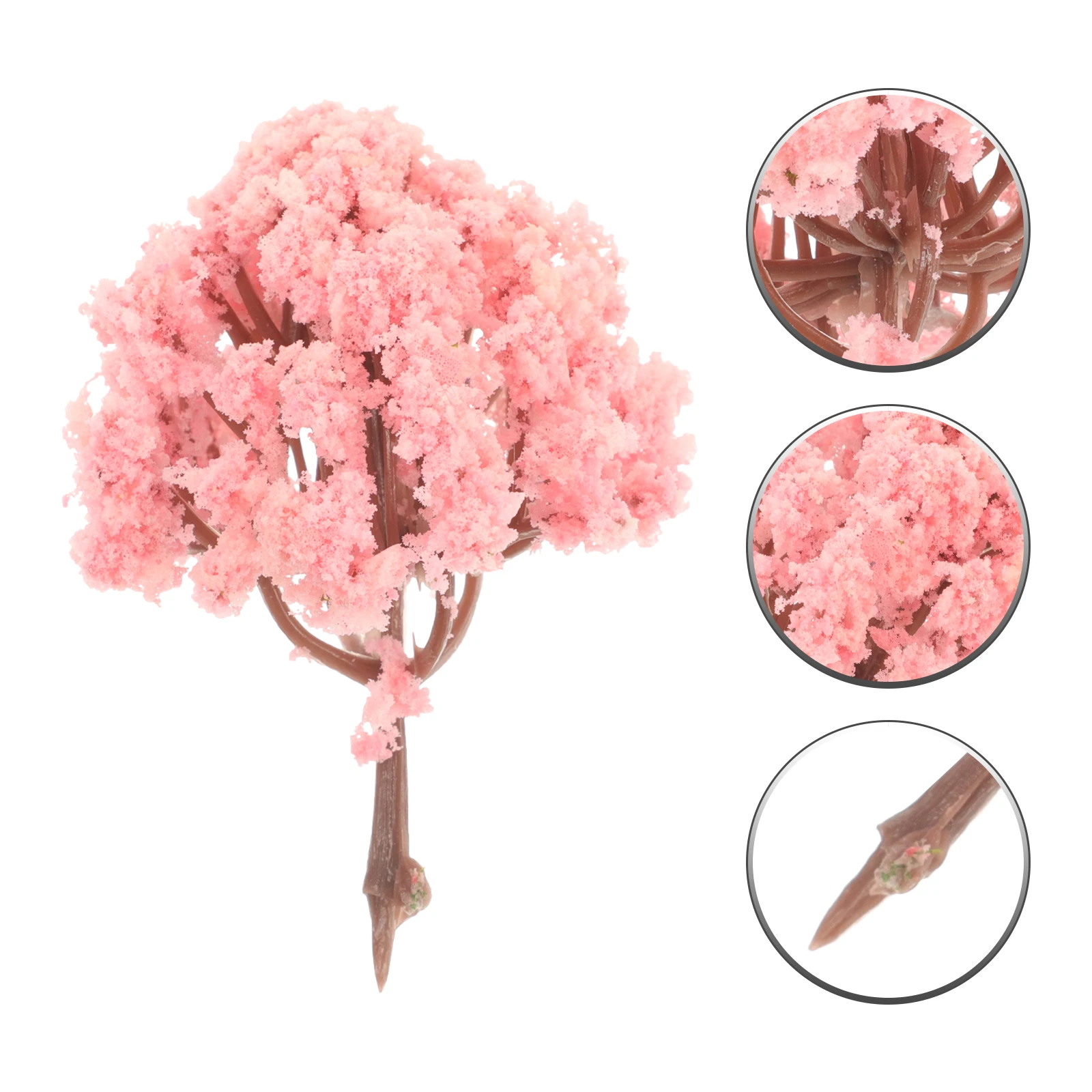 

5pcs Mini Cherry Blossom Tree Artificial Fake Tree For Sand Table Diy Scene Layout Train Scenery Decor Plastic Miniature