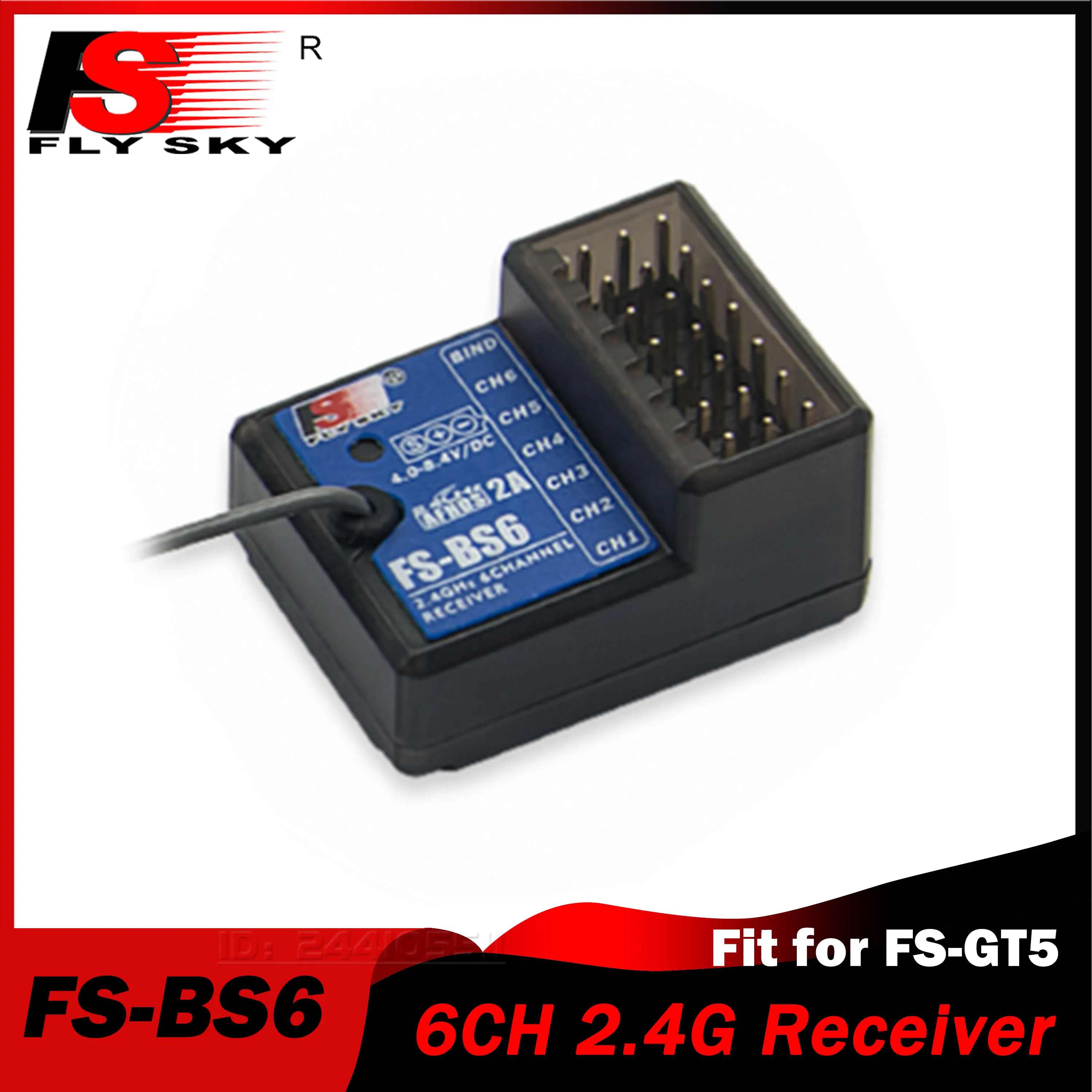 

FLYSKY FS-BS6 6CH 2.4G PWM Receiver Radio System for FS-GT5 Transmitter Remote Controller RC Vehicles Crawler Car Boats Tank Toy