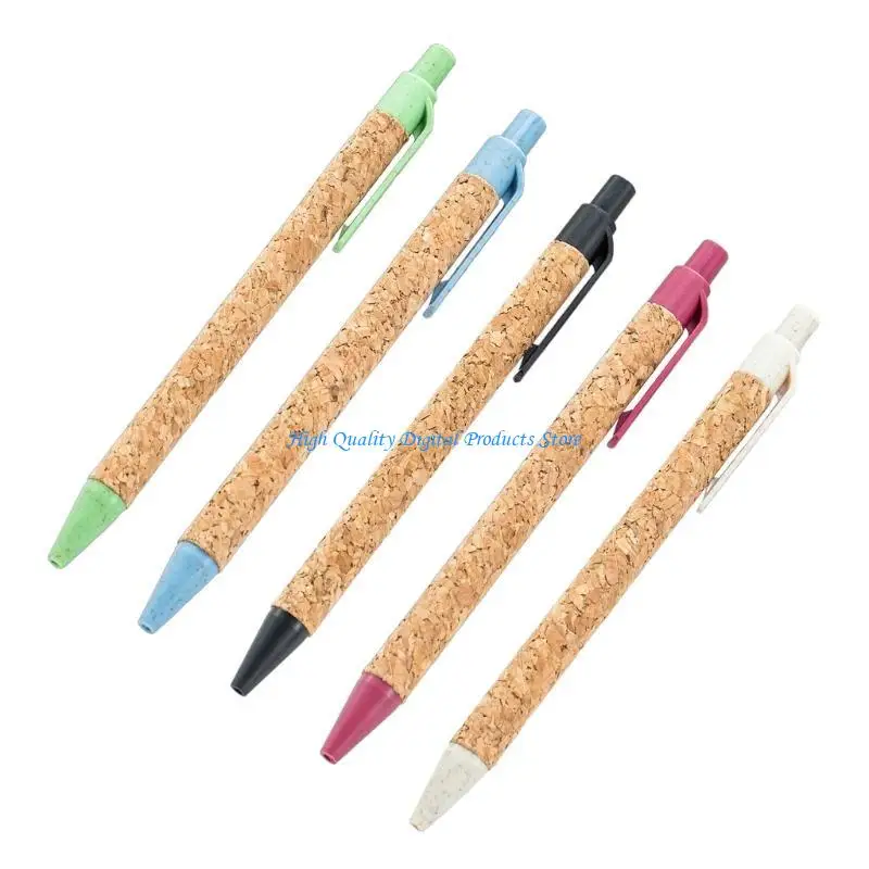 

U2JE 10Pcs Cork Ballpoint Pen Office Pen Smooth to Write Guest Sign In Pen