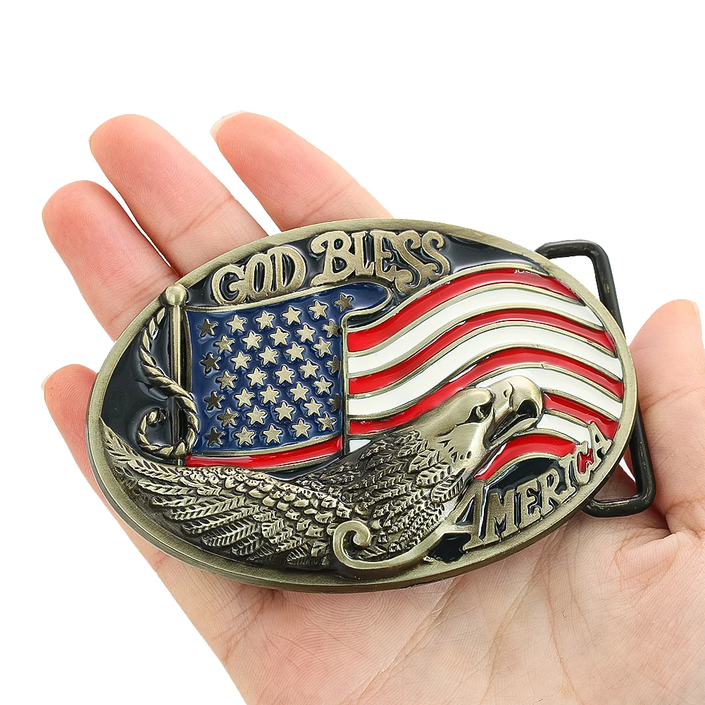 Vulture Eagle American Flag Belt Buckle God Bless Casual Western Cowboy Waistband Components Leather Craft Men Jeans Accessories