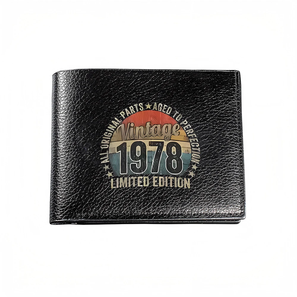 Vintage 1978 Limited Edition All Original Parts Aged To Perfection Men's Wallet Card Holder Casual Business Fashion Print