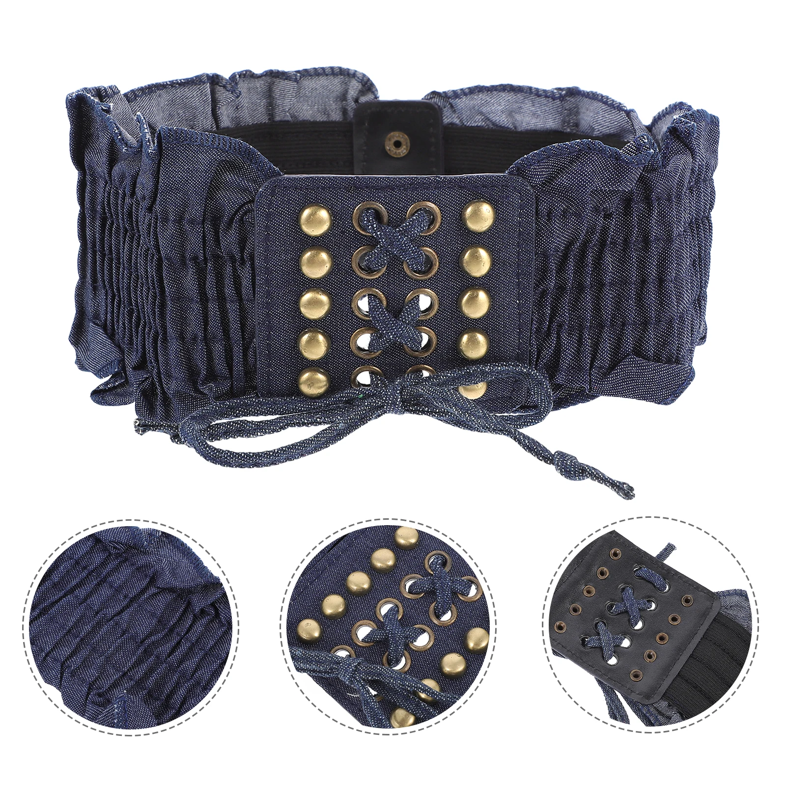 

Lace Denim Waist Seal Girdle Elastic Waistband Belt Tight Macrame Canvas Women's