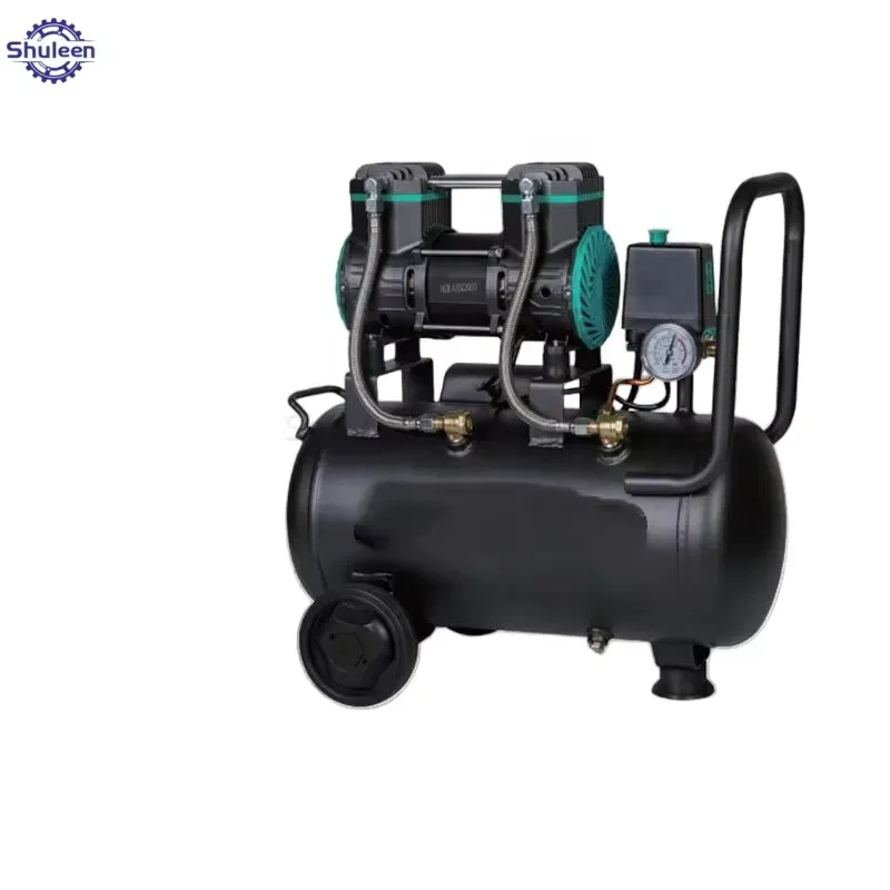Portable Oil Free Silent Air Compressor Double Cylinder Mobile Pump for Household Painting Woodworking DIY Small Size Small