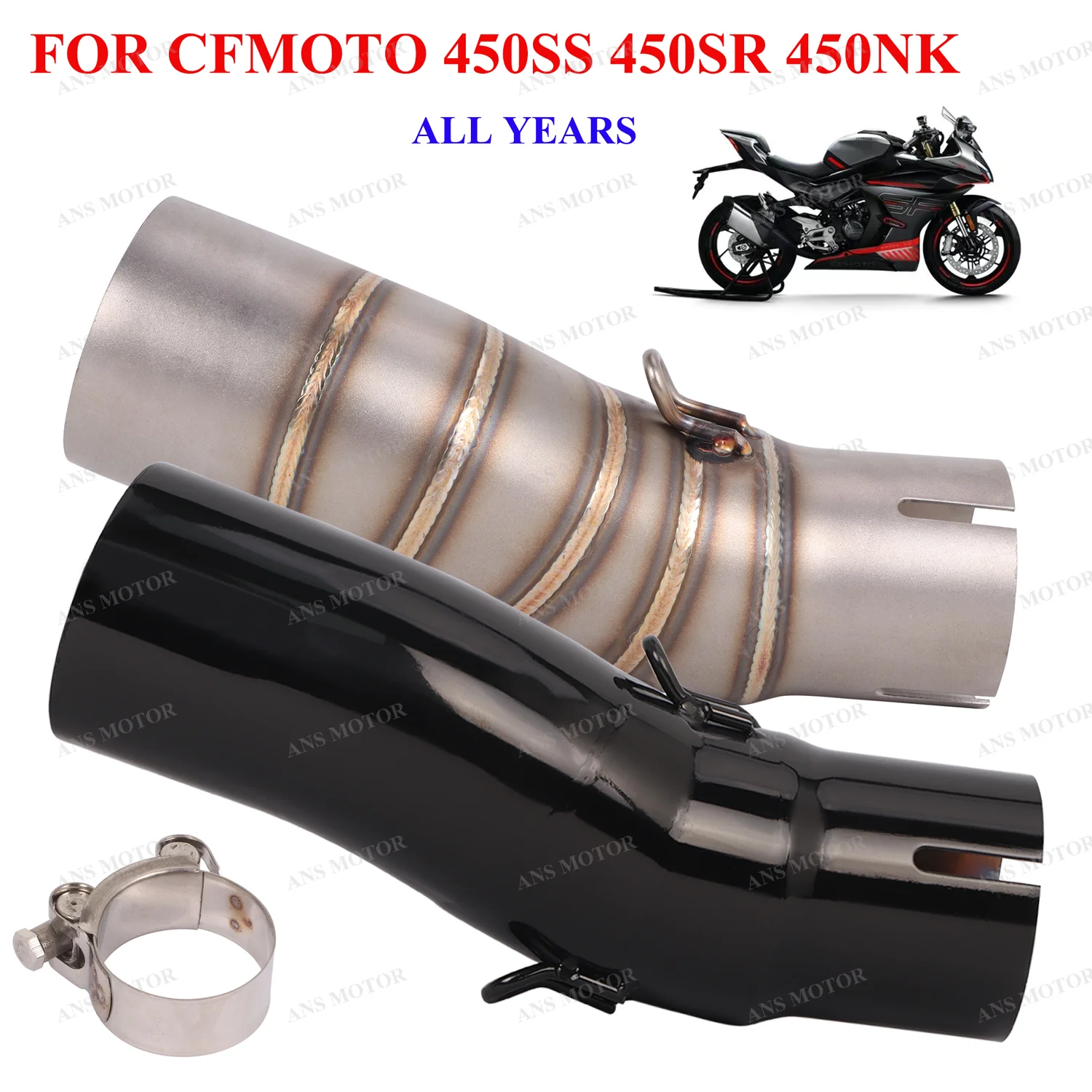 

Slip On For CFMOTO 450SR 450SS 450NK 2022 -2025 Exhaust Middle Link Pipe 51MM Modify 450SR Exhaust