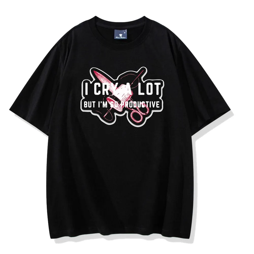 I Cry A Lot But I Am So Productive Shirt Embroidered Sweatshirt Men Women Trend Clothing Sweatshirt with A Broken Heart Tortured