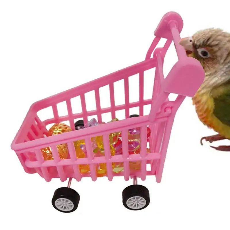 Bird Shopping Cart Toy Conure Trolley Toy For Playing And Training Bird Training Toys Parrot Intelligence Toy Tiny Shopping Cart