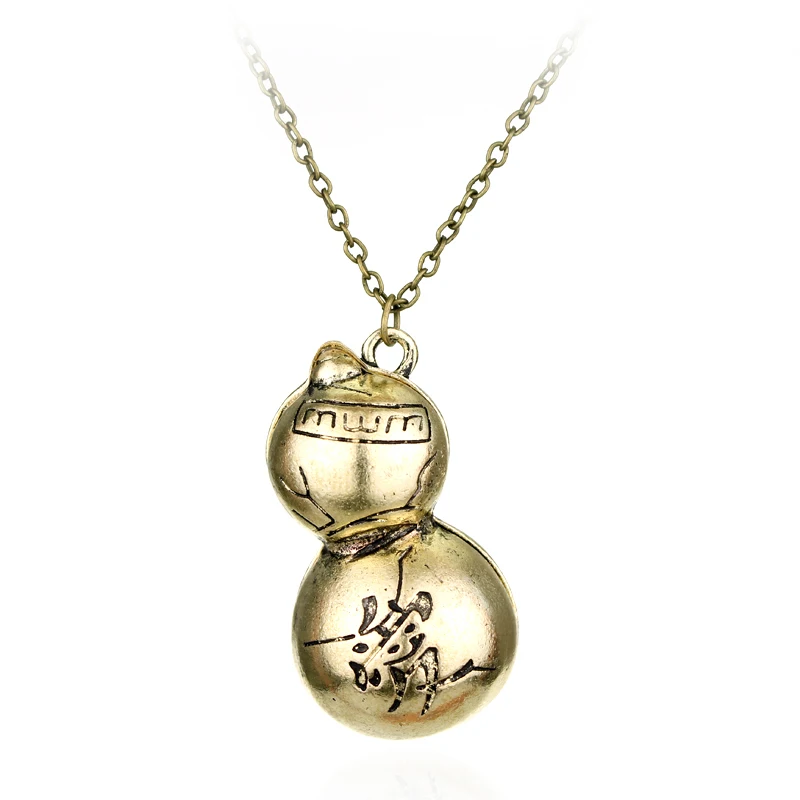 Japanese Anime Naruto Gaara Gourd Model Pendant Necklace Creative Model Metal Necklace Cosplay Props Peripheral Accessories