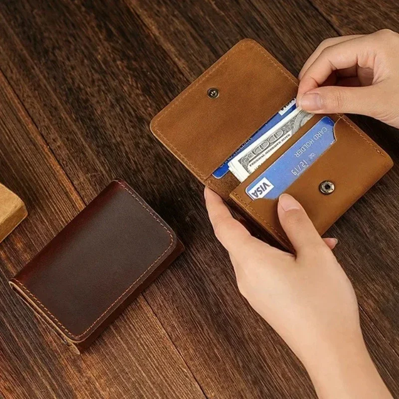 Vintage Men's Genuine Leather Wallets Women's Coin Purses Headphone Holder Portable Data Cable Headphone Storage Bag Card Holder