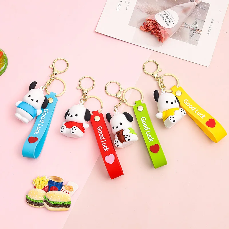 Pochacco Doll Keychain Cartoon Anime Cute Bag Pendant Car Kaey Chain Ring Bag Charm Accessories Gift Keyring for Women men