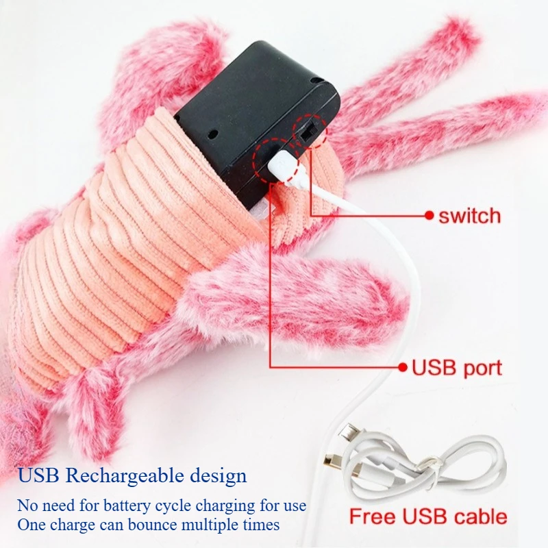 New Cat Toys Electric Lobster USB Rechargeable Simulation Jumping Shrimp Plush Electric Pet Teasing Cat Dogs Toys Pet Supplies