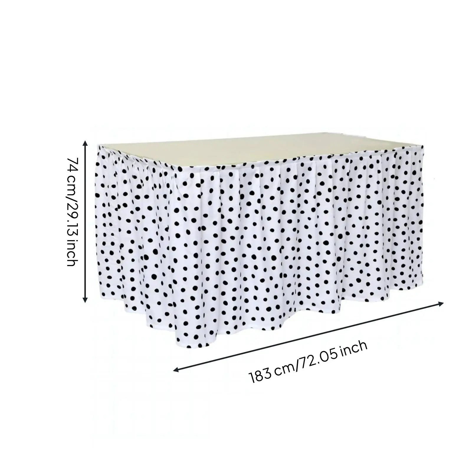 Ruffled Rectangular Table Skirt Waterproof Polka Circle Pattern for Wedding Party Dining Table Decorative Cover