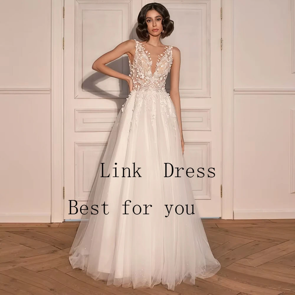 Fashion V Neck Wedding Dresses for Ladies Charming Sot Tulle Bridal Gowns Exquisite Sleeveless Vestidos De Novia New 2026 Summer