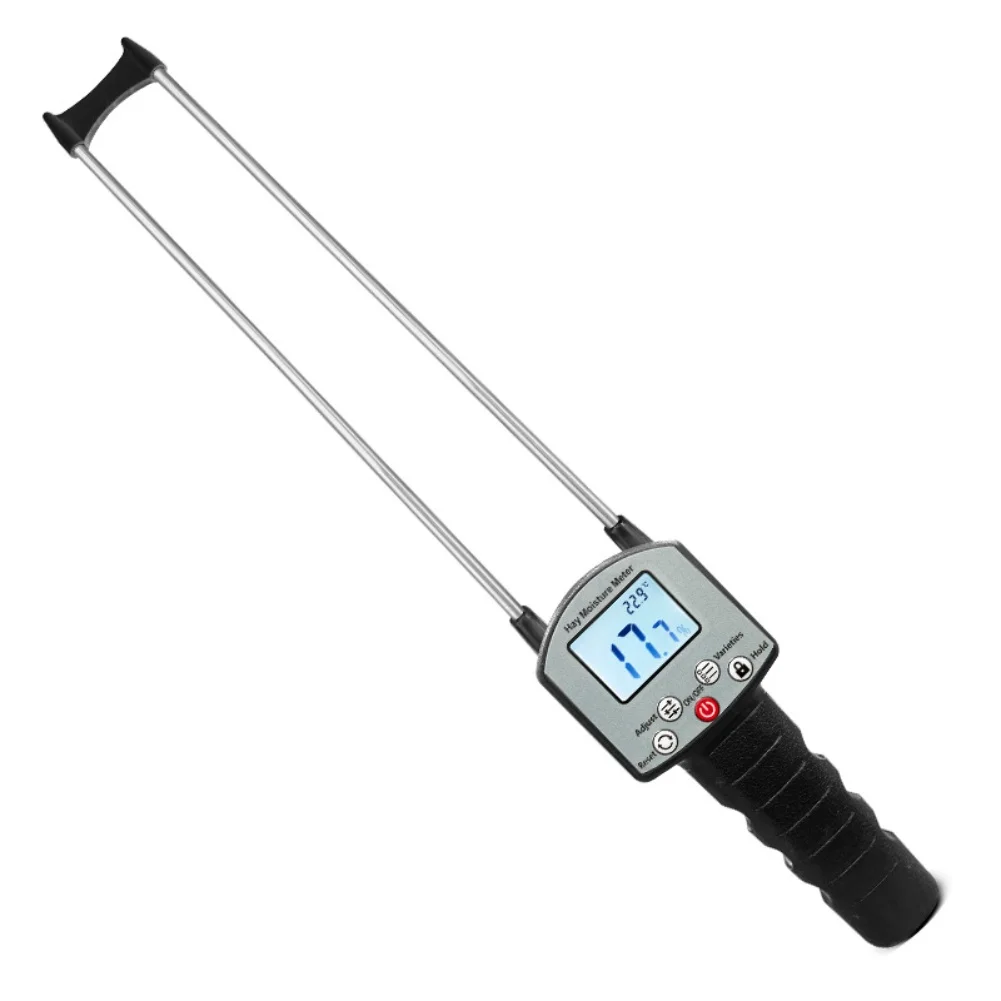 Portable Digital Backlit Hay Moisture Meter 0-80% Range With Automatic Temperature Compensation For Straw Bale Humidity Detector