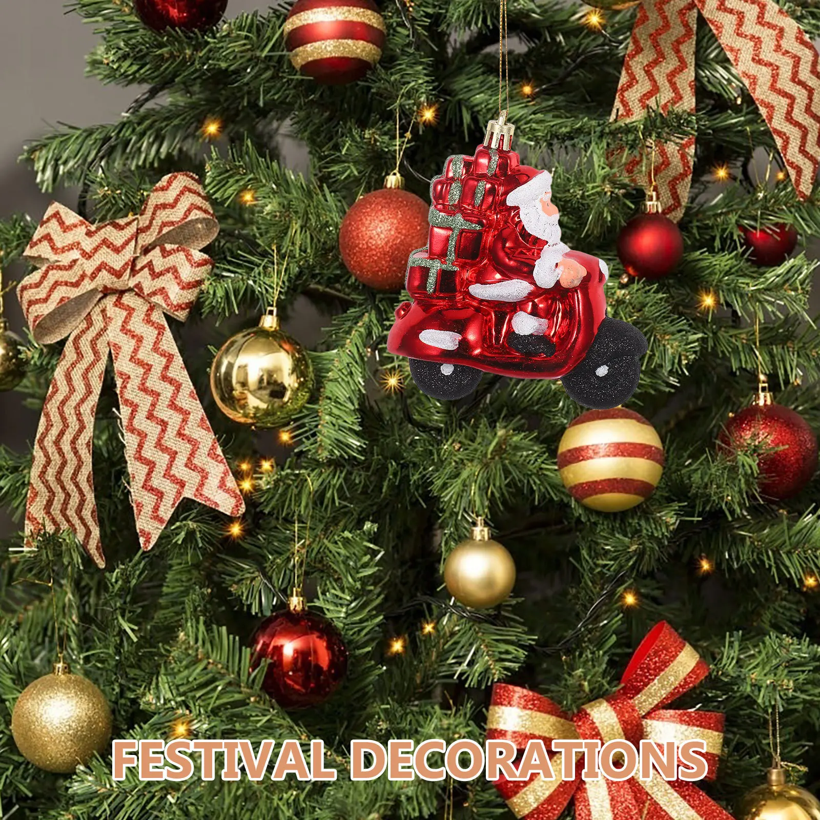 

2Pcs Santa Claus Tree Ornaments Biker Santa Claus Motorcycle Hanging Pendants Festive Xmas Tree Decorations Christmas Ornaments