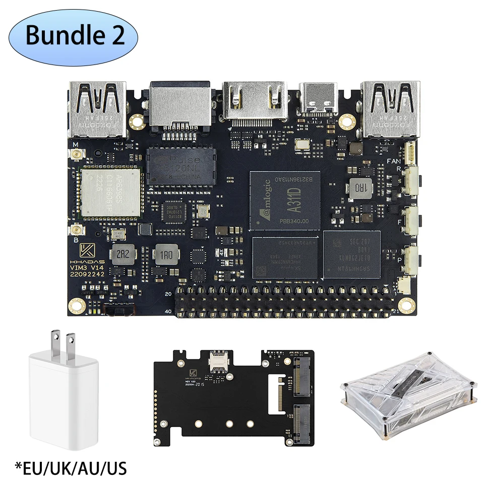 Khadas Powerful VIM3 Pro Single Board Computer 4GB+32GB Development Board Amlogic A311D with Dual Camera/Display 4K 2.2GHz OOWOW