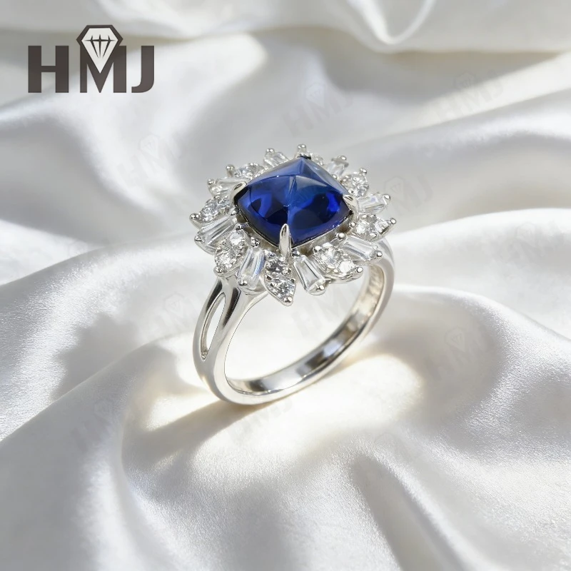 Lab Grown Padparacha/Sapphire Rings 925 Sterling Silver Sugar Cut Fine Jewelry Gift for Women Anniversary Mother's Day Gifts